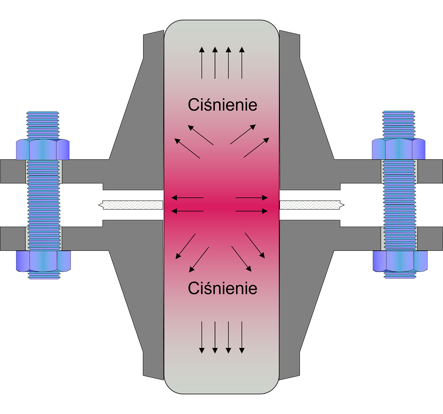 Dokręcone śruby tworzące dwa elementy połączenia